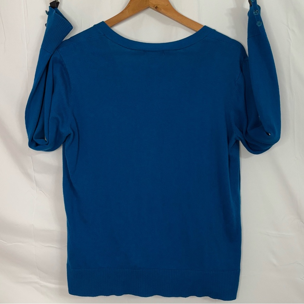 Cerulean Teal V-Neck Button Cardigan, New York & Company, US Sz XL - Picture 5 of 15